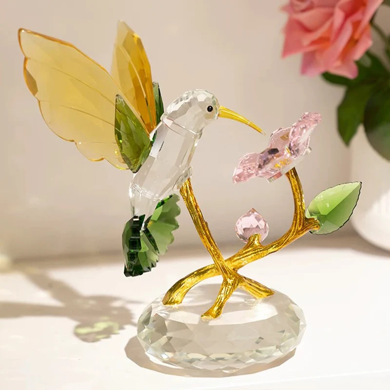 l*-Hummingbird Crystal Ornament, Luxury Crystal Artworks, Creative Crafts Living Room Desktop Decoration, Art Gifts