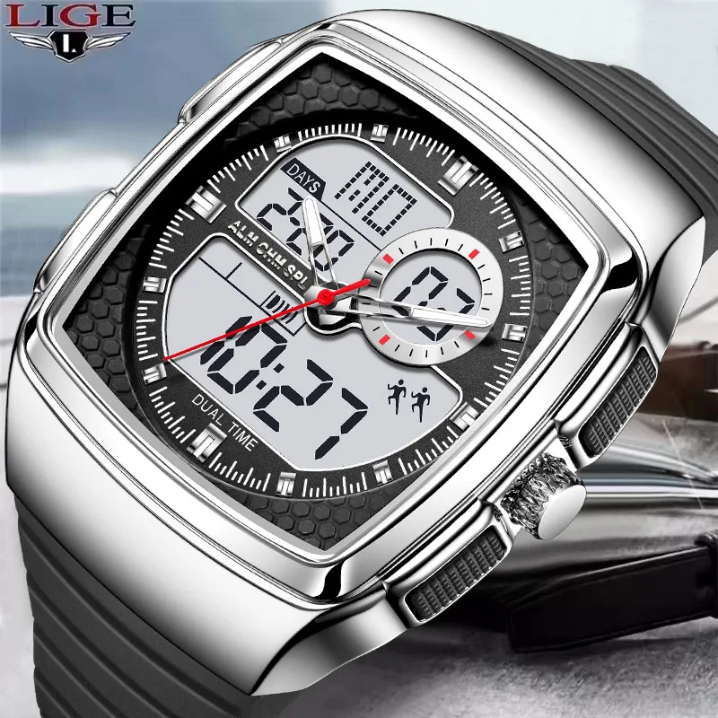 

FOXBOX Outdoor Sports Men Watch Waterproof LED Analog Digital Watch For Men Fashion Big Dial Electronic Wristwatch Reloj Hombre