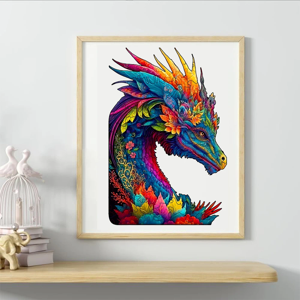 Wooden Jigsaw Puzzles for Adults, Dragon Jigsaw Puzzles for Friend, Unique Animal Shape Wood Cut Puzzles for Puzzle Lovers Gifts