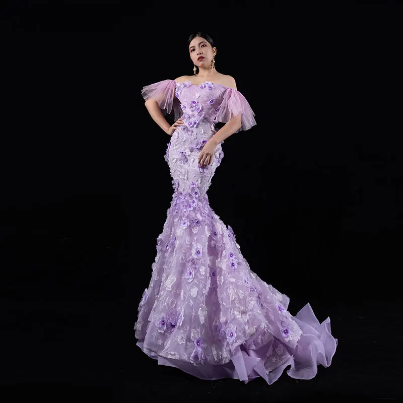 

Bai Sha Original Wedding Dress 3d Flower Lace Girls Princess Elegant Party Dress 2024 Evening Gown فساتين سهرة فساتين طويلة H298