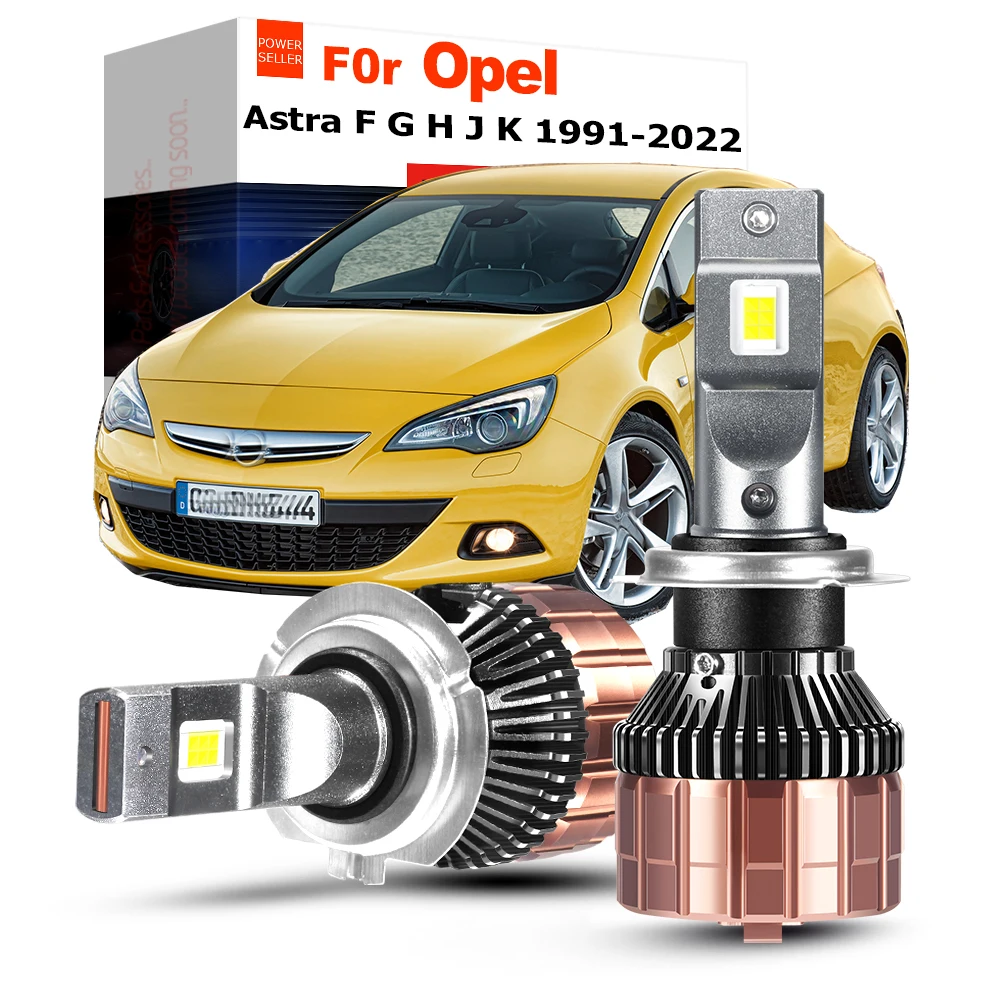 2 X Car Front Headlight Bulb Low High Beam For Opel Astra F G H J K 1991-2022 100W 20000LM Canbus LED Head Light High Bright