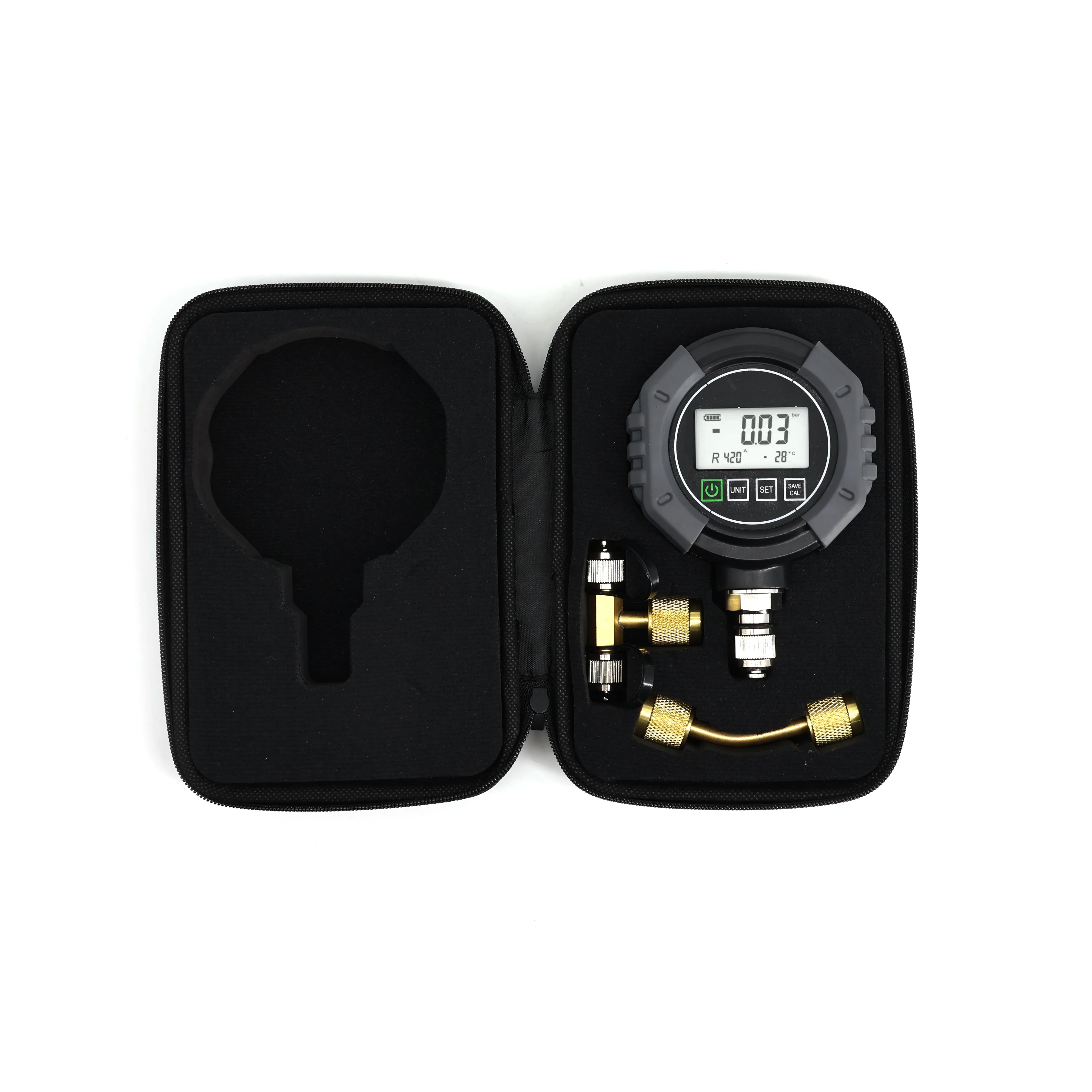 2026 High Precision Stainless Steel Liquid Vacuum Gauge Battery Powered Portable LCC Backlit Digital Display Air Vacuum Gauge