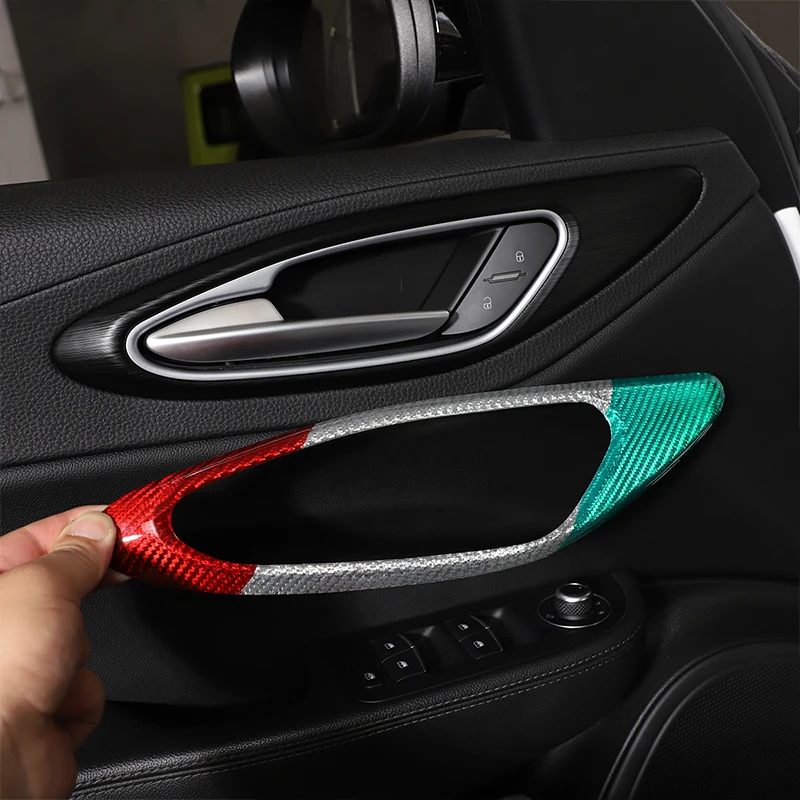 

For Alfa Romeo Giulia 2017 2018 2019 2020 Real Carbon Fiber Car Door Handle Frame Cover Trim Sticker Car Accessories