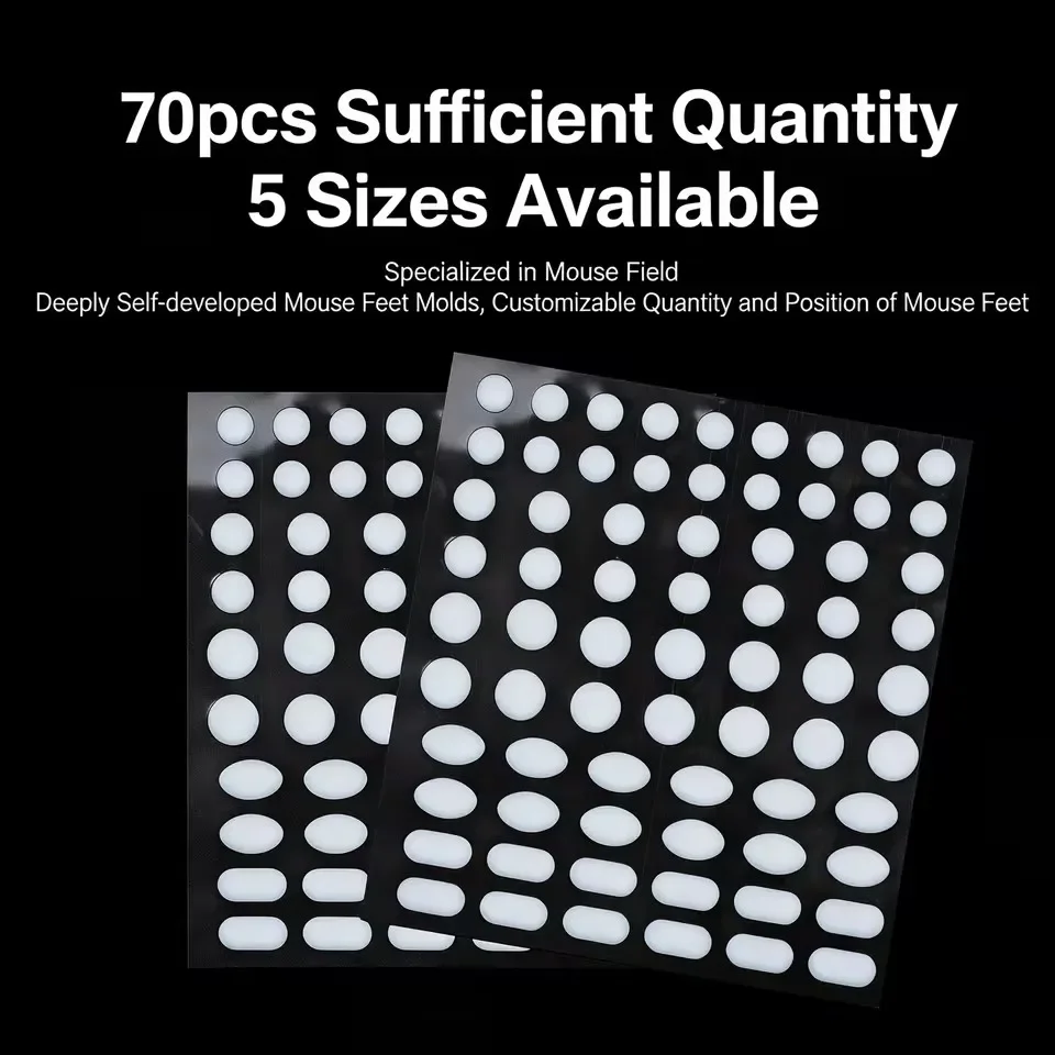 ATK Crystal Jade Mouse Skates 100% PTFE Teflon 70 Pcs 5 Sizes Universal Gaming Mouse Feet Pads Wear Resistant Smooth for Esports
