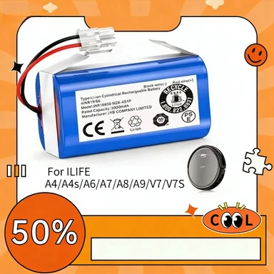 14.8V 2600mAh ILIFE A4/A4s/A6/A7/A8/A9/V7/V7S Robotic Vacuum Charging Battery