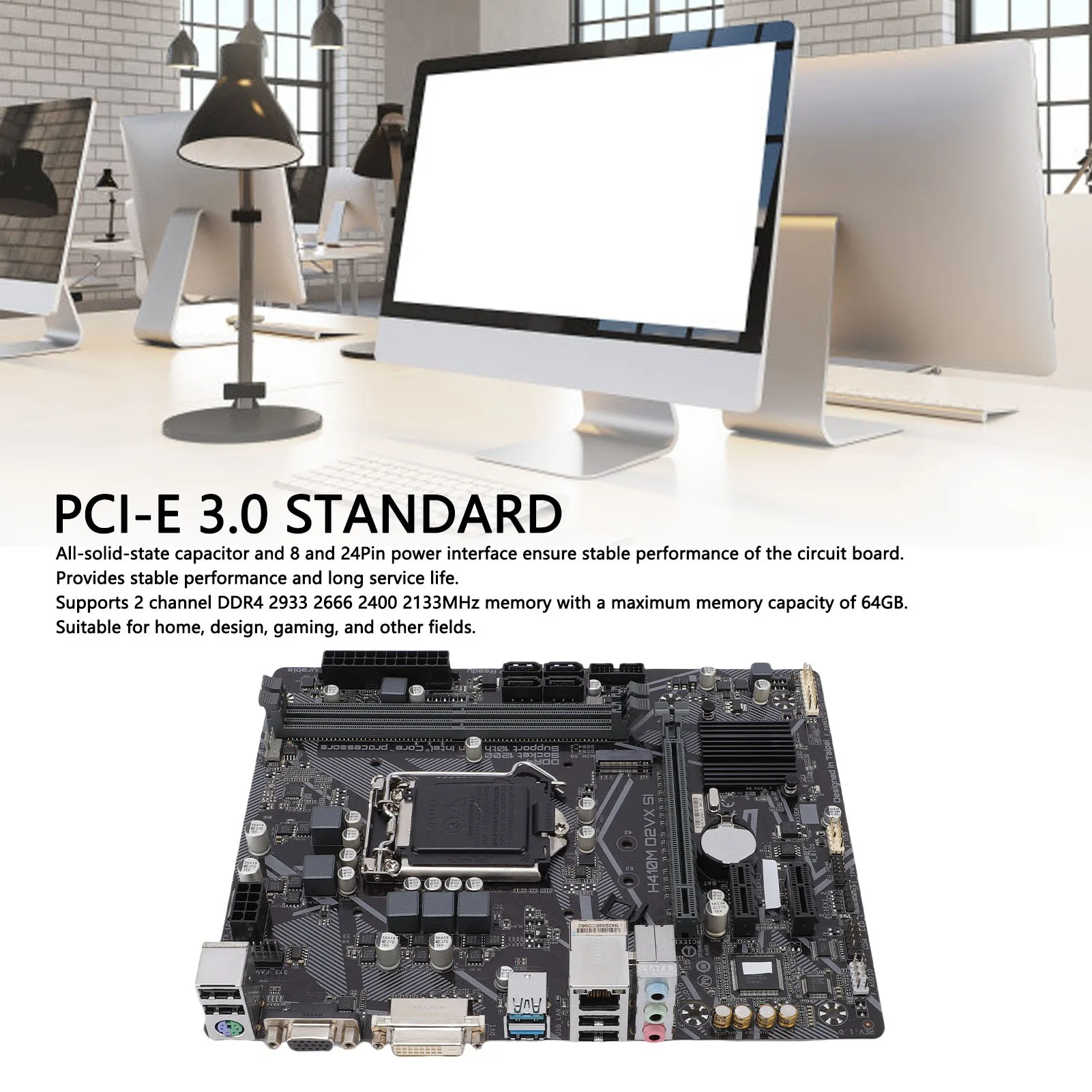 H410M-D2VX-SI M-ATX Computer Motherboard 2 DDR4 DIMM Slot Fit for LGA 1200 10th Gen CPU Processor Support 2 Channel DDR4 2933