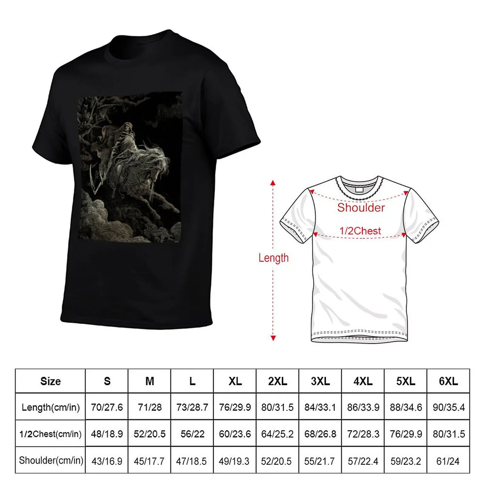 Enhanced, High Res Gustave Doré Death on a Pale Horse 1865 Cream T-Shirt cotton t shirt man graphic t shirts for man T-shirt