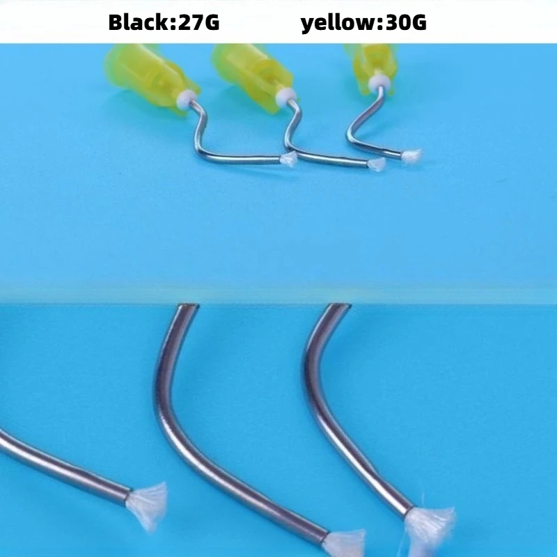 50Pcs Dental Oral Care Tooth Cleaning Tools Disposable Metal Infusor with Yellow Tip Brush Padded for Professional Use