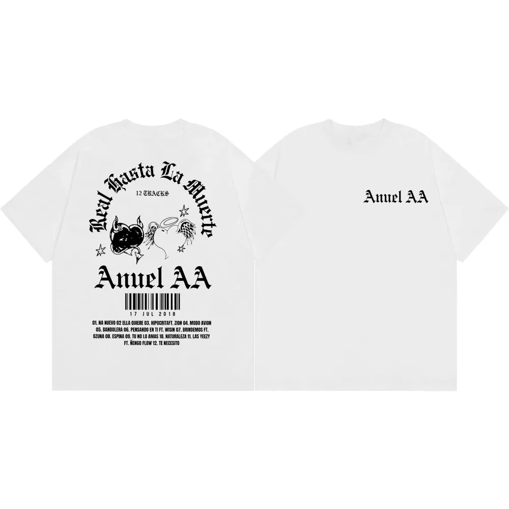 Rapper Anuel AA Double Sided Print T Shirt Men Women Clothing Hip Hop Fashion T-shirt Summer Casual Loose 100%cotton T-shirts