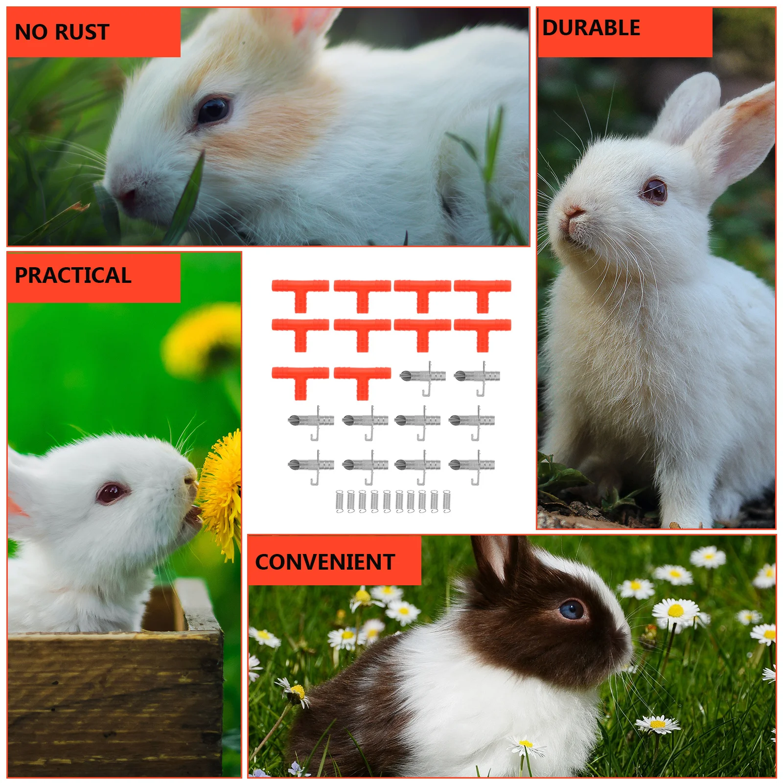 10Sets Rabbit Drinker No Rust Long Life Auto Water Feeding Device Simple Operation Professional Manufacture Bunny Equipment