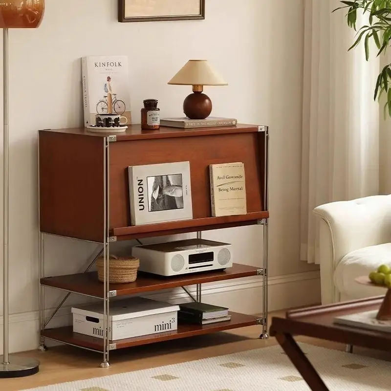 Solid wood Nordic second-hand magazine bookshelf simple living room shelf sideboard storage sofa bookcase