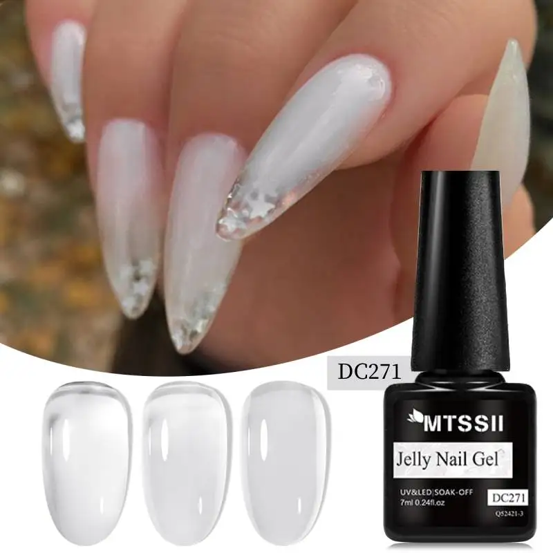 Mtssii 7ML Jelly Amber Gel Nail Polish Pearl White Crystal Translucent Dull Color Nail Art Gel Semi Permanent Gel Polish Varnish