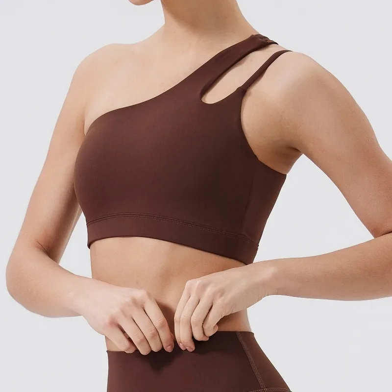 

Women Sports Bra Push Up Fitness Bras One Shoulder Shockproof Yoga Bra Breathable Gym Yoga Running Bra Sexy Vest