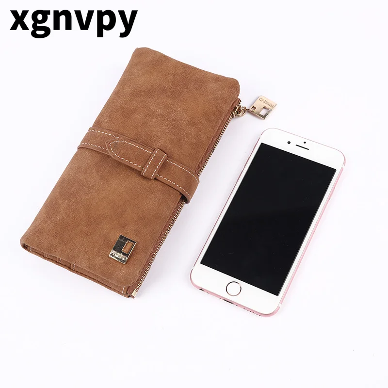 xgnvpy Retro Matte Mid-Size Women's Wallet with Dual Fold Hand Grip - Stylish Multi-Card Purse