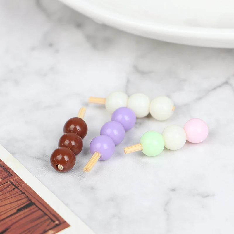 3 Set Doll House Mini Japanese Fish Balls Glutinous Rice Balls Rice Cake Skewers Food Kitchen Accessories Dollhouse Decoration