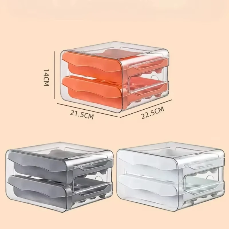 Refrigerator egg storage box drawer-type storage double-layer pull-out box for egg preservation large capacity 32 compartments