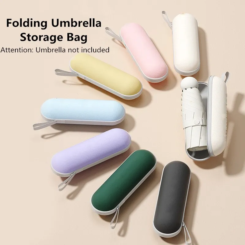 Portable Travel Umbrella Storage Bag With Wristband Waterproof  Zipper Storage Box For Folding Umbrella Clutch Bag Organizer