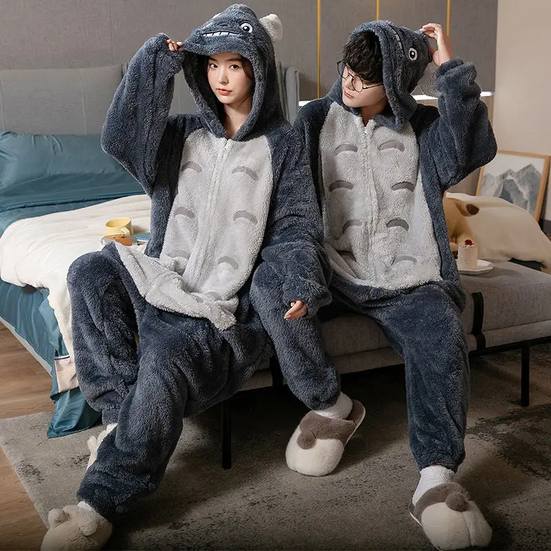 2023 New Soft Thickened Warm Women Onesies Flannel Pajamas Unisex Sleepwear Men Animal Onesie Cosplay One-piece Jumpsuit