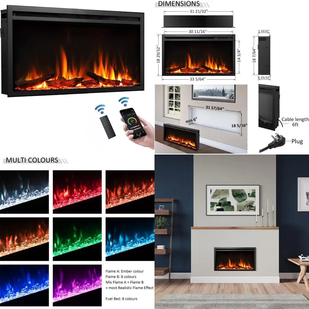 

33 Wall-Mounted Electric Fireplace with Recessed Design for Modern Living Spaces