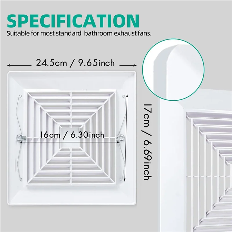 

N04R 4X крышка вытяжного вентилятора для ванной комнаты с пружинами, запасные части для квадратного потолка или настенного вытяжного вентилятора, ванной комнаты