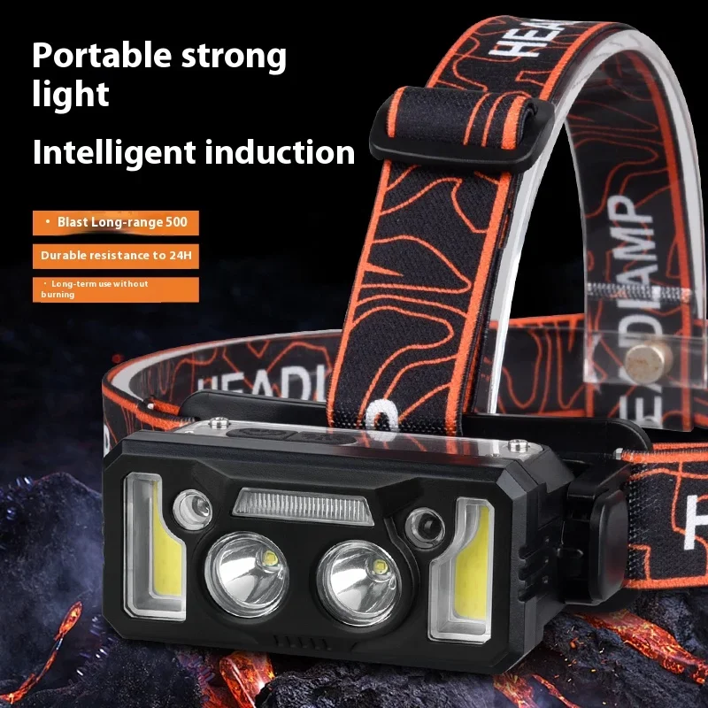 

LED Powerful Headlamp Type-C Rechargeable Warm Light Headlight Waterproof Head Torch Camping Fishing Lantern