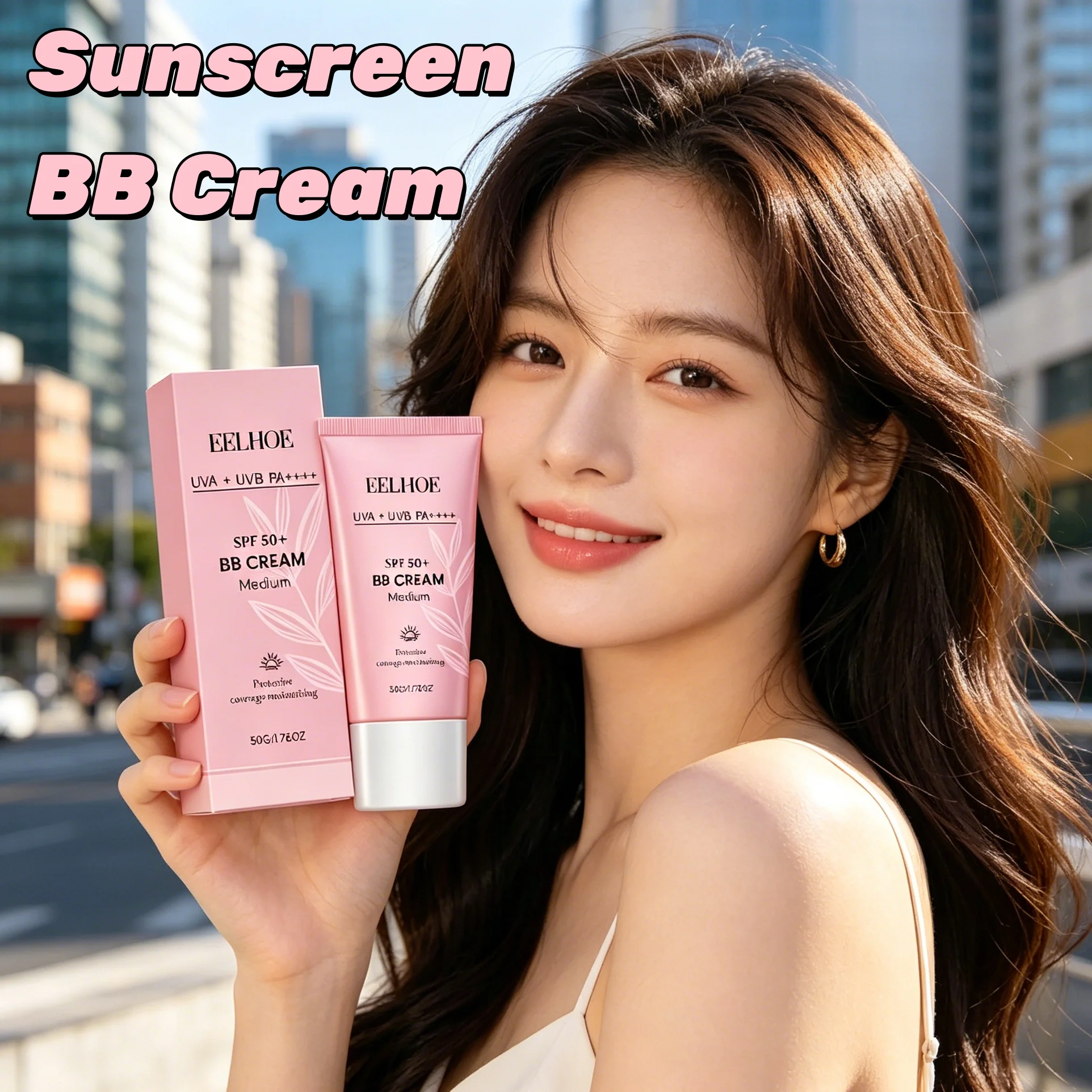 SPF50+ PA++++ BB Cream Sunscreen Moisturizing Concealer Primer Waterproof Sweatproof Long Lasting Tinted Sun Block Foundation