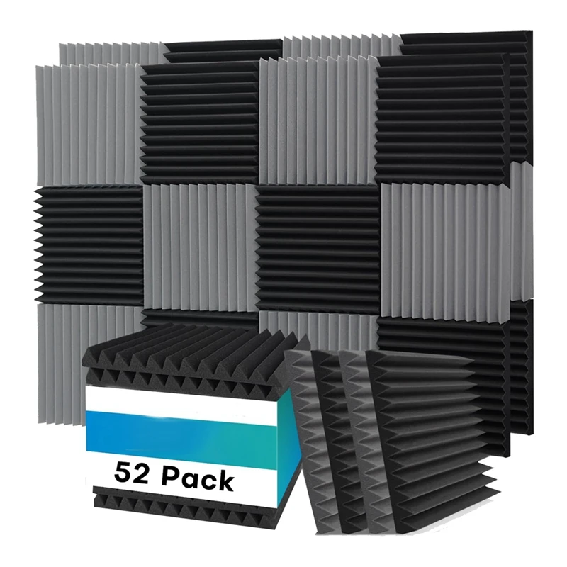 52 Pack Acoustic Foam Panels,1X12x12inches Sound Proof Foam Panels For Walls, Acoustic Panels Sound Absorbing