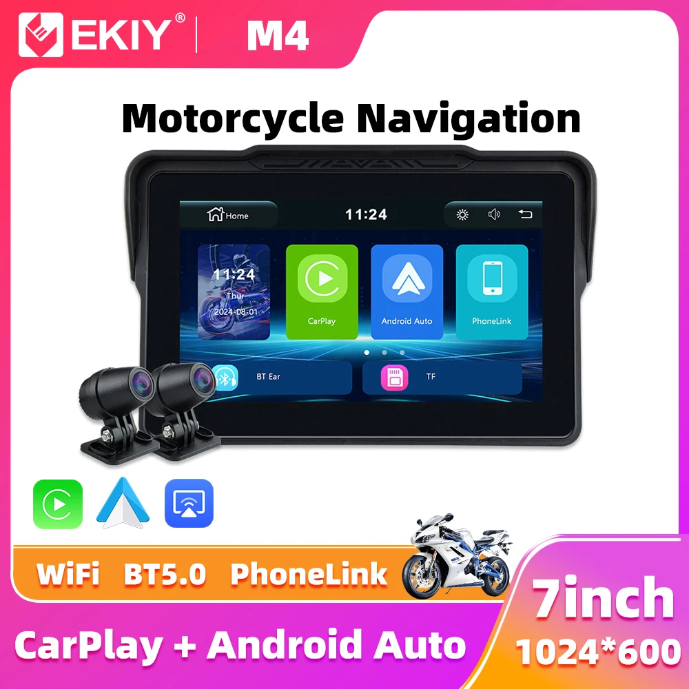 

EKIY 7,0-дюймовый беспроводной CarPlay Moto Android Auto портативный цифровой мотоцикл приборная панель GPS-навигация экран монитора