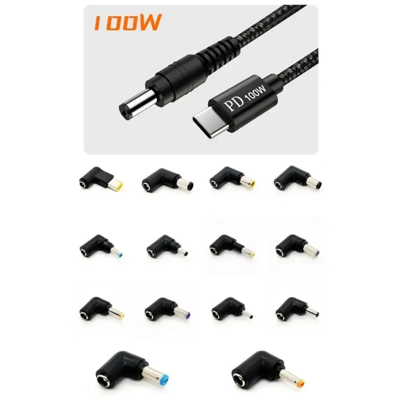 R53C Universal 100WPD Power Cord Set 14 Interchangeable Adapter Tip For Laptop Chargers 2M