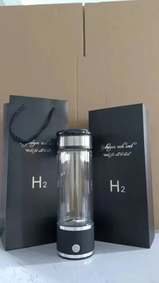 Rechargeable Hydrogen Water Ioniser Portable Hydrogen Water Bottle with SPE and PEM Technology 300ml 1500ppb