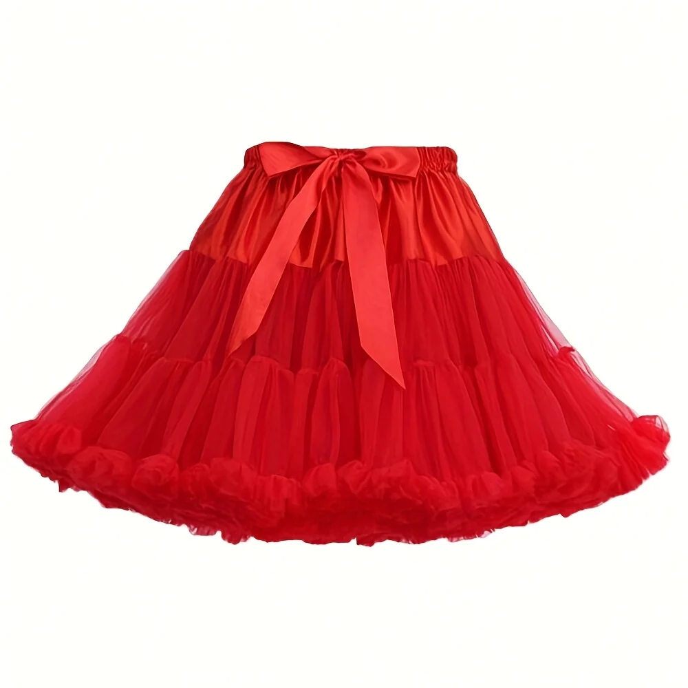 Rok Mini Wanita Tulle Mengembang Rok Pendek Pengantin Rok Dalam Rockabilly Tutu