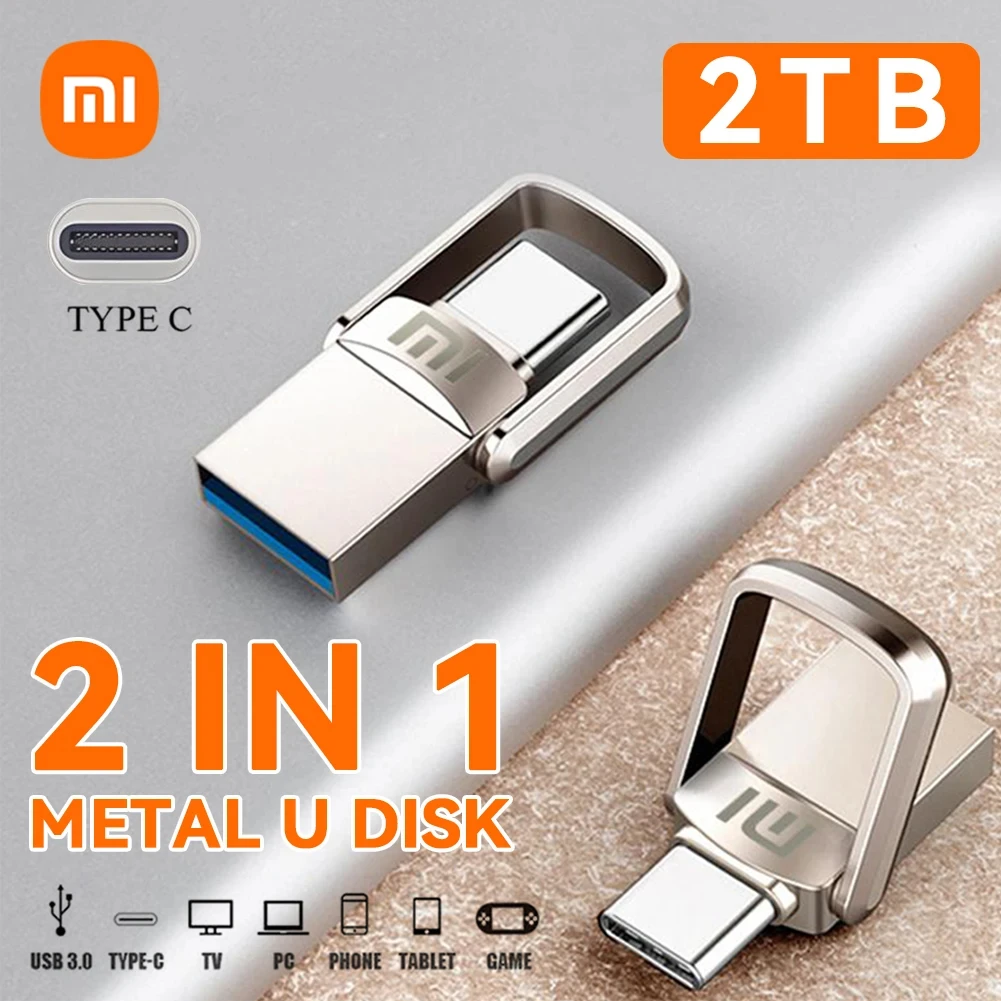 Xiaomi-Unidade Flash USB Tipo C, Pendrive 2 em 1, Stick de alta velocidade, Disco impermeável, 512GB, 256GB, 128GB, 1TB