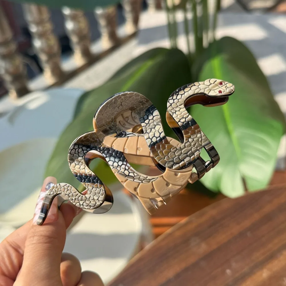 

Модная винтажная заколка для волос в виде змеи, уксусная кислота, Нескользящая заколка для волос в виде змеи, ювелирные изделия, французский ацетатный зажим в виде краба, аксессуар для укладки волос