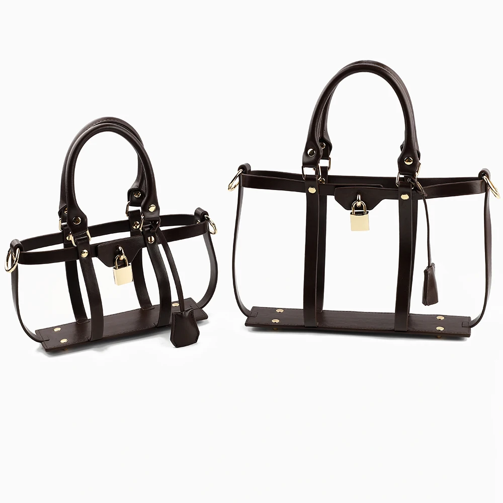 Hollow Tote Messenger Bag Set Leather Encasement Conversion Crossbody Adjustable Shoulder Strap for Women Handbag Accessories