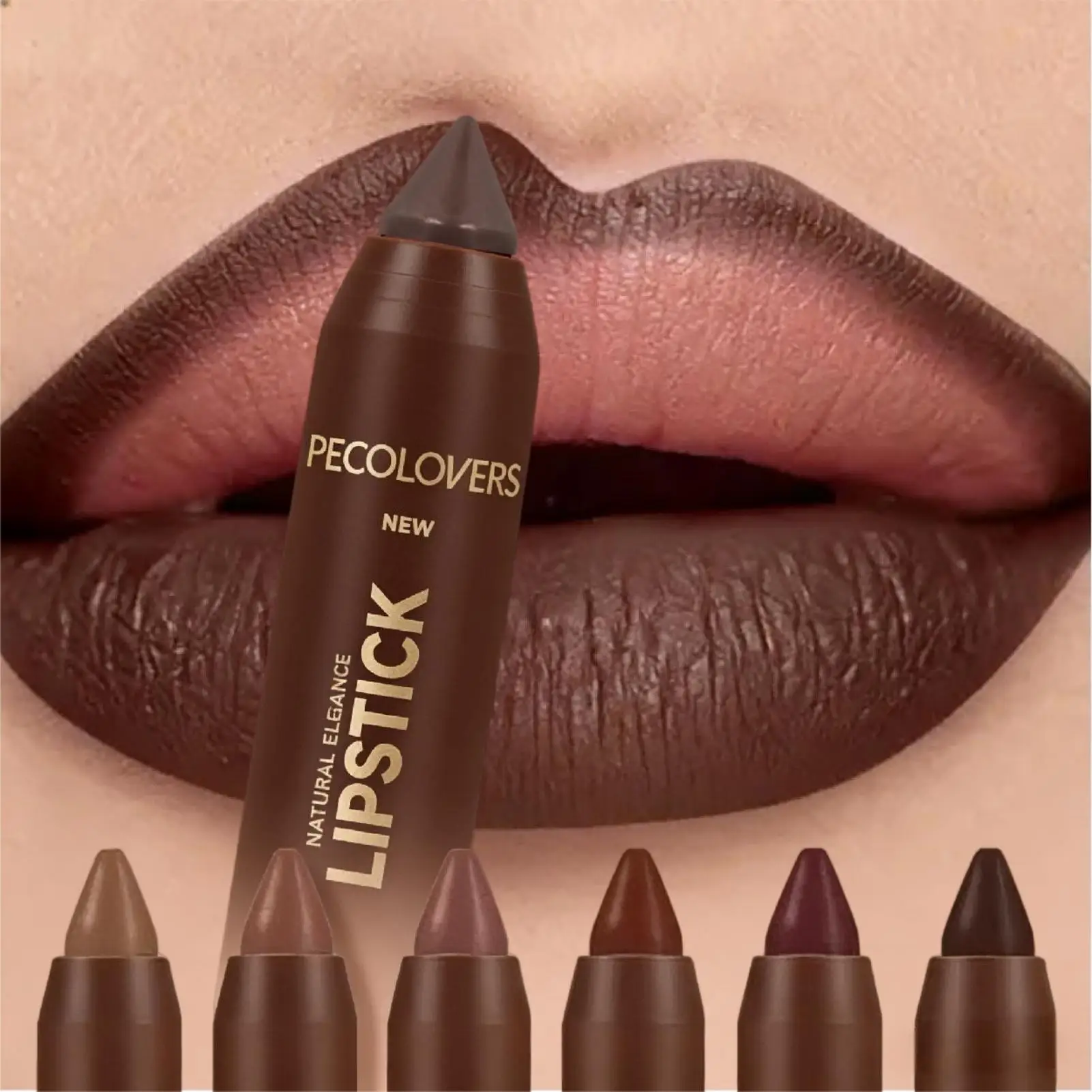 1PC Chocolate Shaded Matte Lipstick - Rich & Dense Texture, Vibrant Long-Wear, Easy Lip Contouring，Valentine's Day Gifts for Her