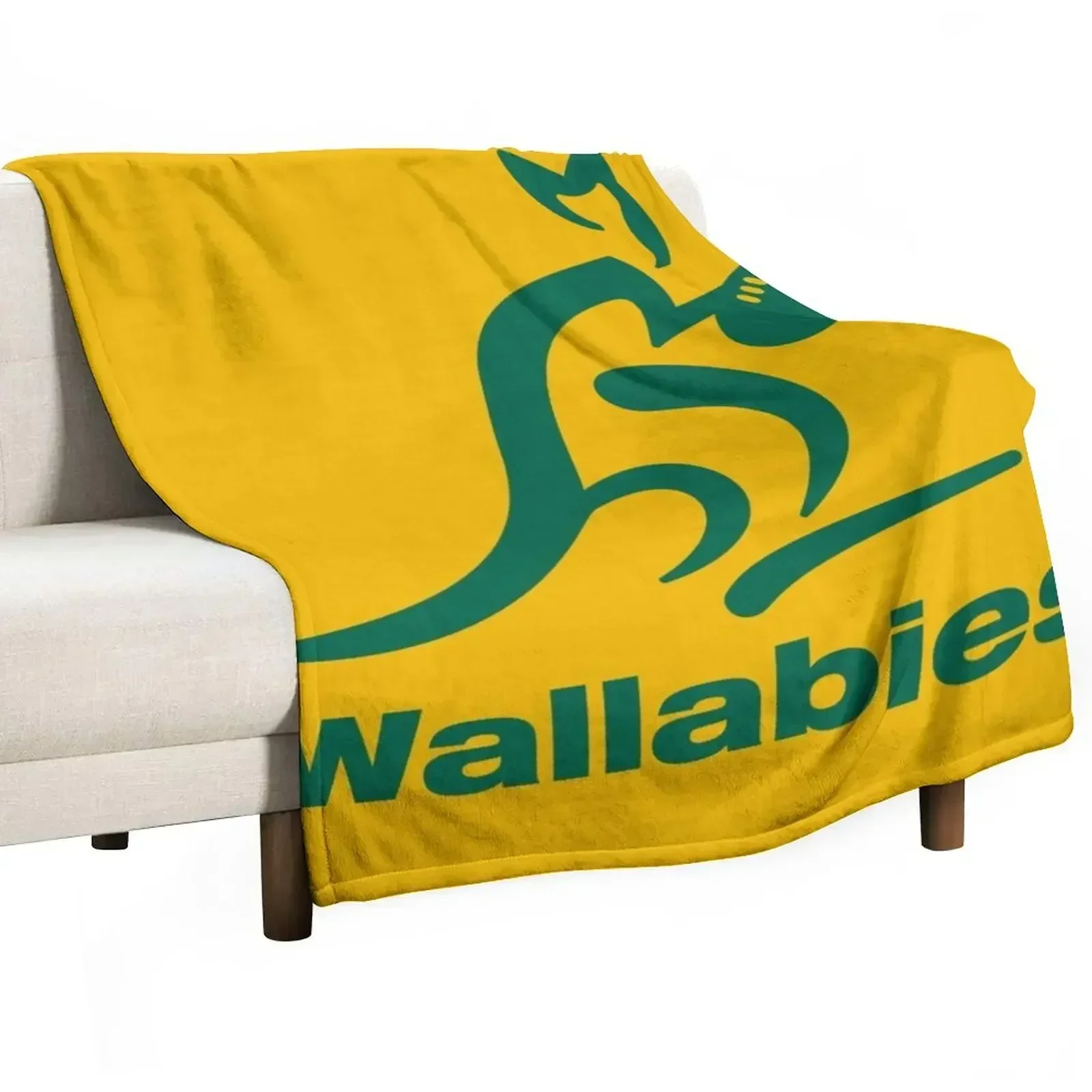 

Australia Rugby Wallabies Yellow Wallaby Throw Blanket Decorative Throw Bed Fashionable Shaggy Blankets