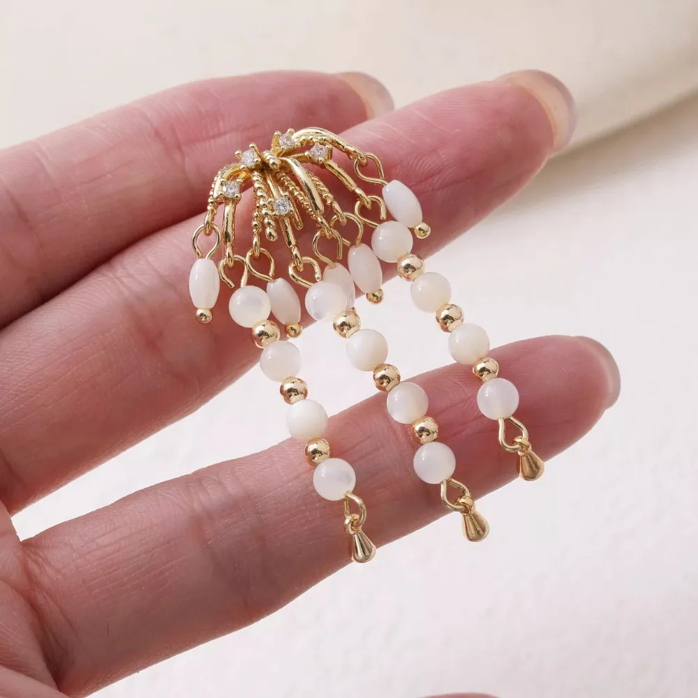4PCS Dainty Blossoming Design Ear Studs for Jewelry Making Earrings Components DIY Brass 14k Gold Plated Accessories 15*17mm