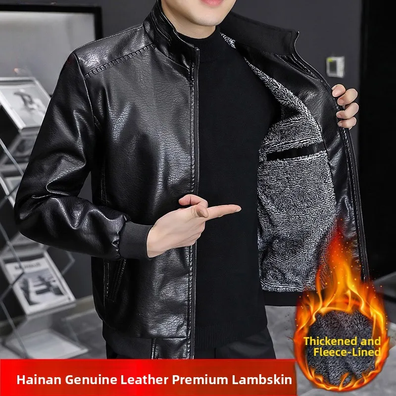 

Мужская приталенная кожаная куртка в стиле мотоциклетной одежды, утепленная, на осень-зиму, повседневная молодежная верхняя одежда