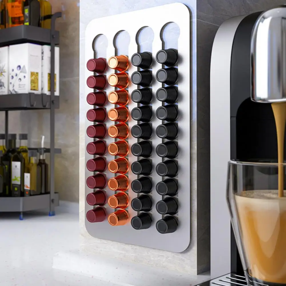 

Coffee Capsules Rack Strong Load-bearing Coffee Capsule Storage Holder Easy Installation Wall-Mounted Coffee Pods Holder