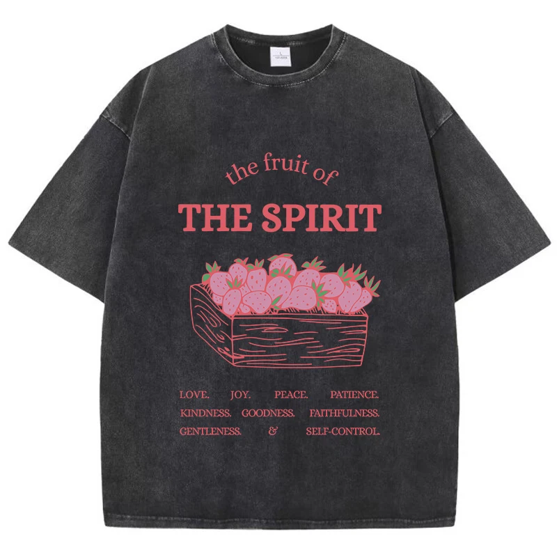 

Промытая футболка с принтом «Фрукты пятницы», женская хлопковая уличная одежда с круглым вырезом, удобные потертые топы, летняя женская одежда