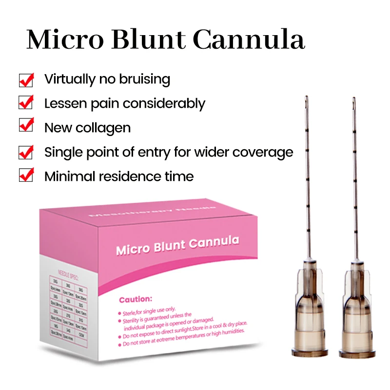 Cánula roma de punta Micro estéril con tecnología coreana, 22g, 23G, 25G, 27G, 18G, 30G, 50mm, 70mm, cánula de punta roma desechable de alta