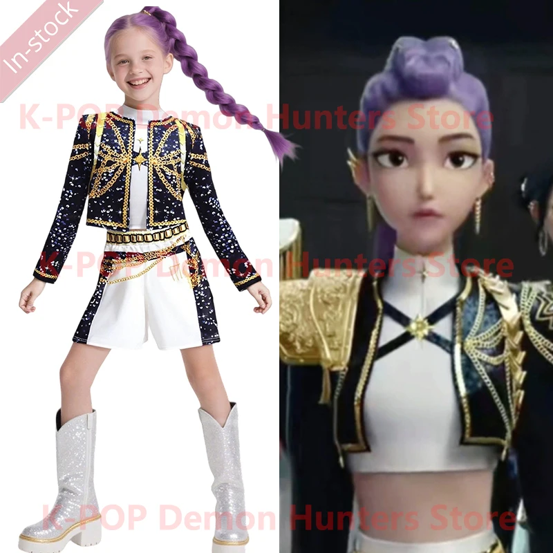 

TV KPop Demon Hunters Rumi Cosplay Costume Mira 3D Print Rap Singer Uniform Girls Zoey Role Play Dress Halloween Carnival Party