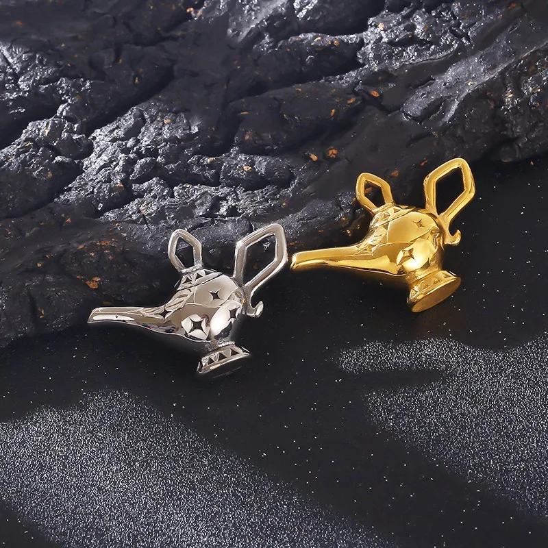 Literatur spezielle mythische Aladdin Lampe Anhänger Halskette für Frauen Männer Edelstahl einfache Charm Hals Hals Party Schmuck Geschenke – Detail 10