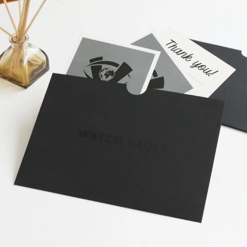

Customized black logo printing premier business envelope matte silk cotton art paper thank you card with envelope