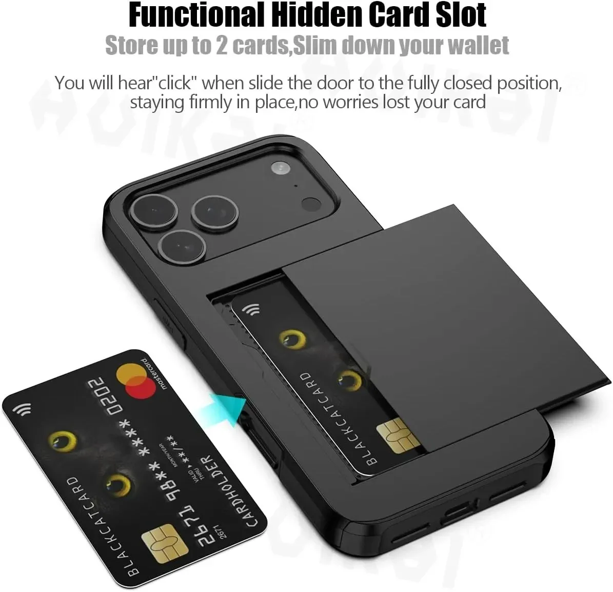 Case For iPhone 17 Pro Max 16 Pro Max 17e 15 14 13 12 11 Wallet Card Holder Slide Slot Slim Hard PC Heavy Duty Protective Covers