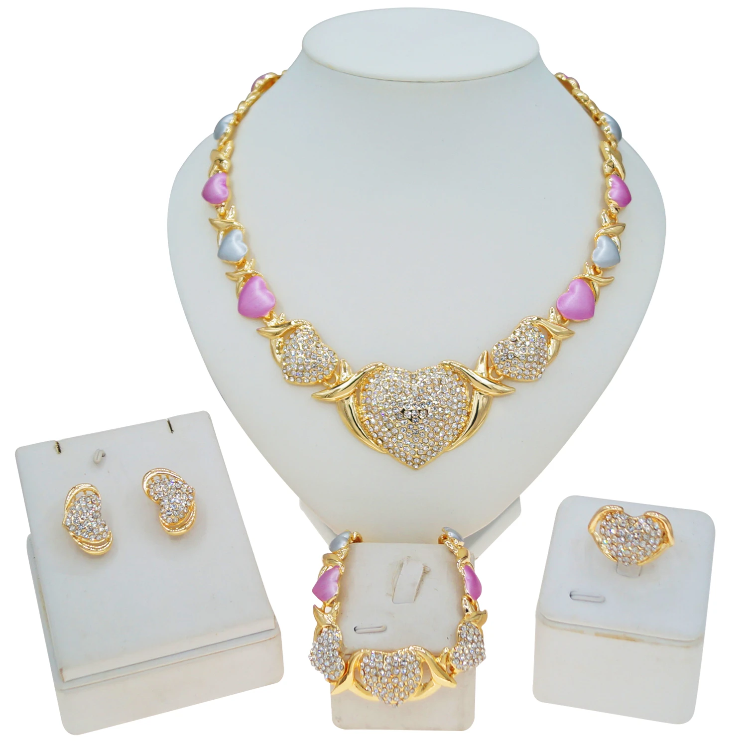 Fashion heart shaped jewelry set XOXO African hot selling women's banquet party jewelry