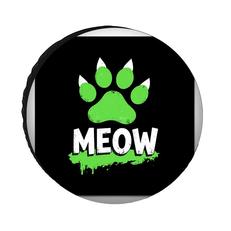 Meow Paw Print Tire Cover Green Cat Claws Waterproof Outdoor SUV Spare Wheel Protector
