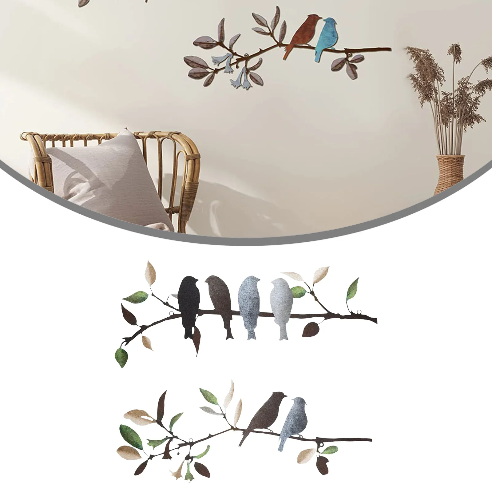 Wrought Iron Sculpture Bird Wall Art Entryway Accent Hanging Installation Weather Resistant Easy To Install Vivid Bird Design