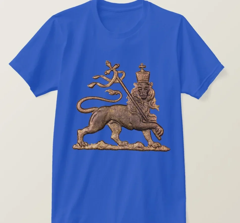 هايلا سيلاسي. تي شيرت رجالي مطبوع عليه أسد يهوذا. بأكمام قصيرة 100% قطن كاجوال فضفاض عالي الجودة 2025 جديد mo #2