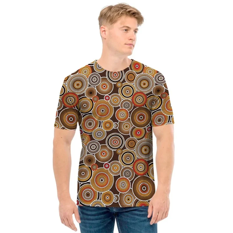 3D Print Aboriginal Kangaroo Pattern T-shirt For Men Women Summer Short Sleeve Oversized Tee Shirts Clothes Mens Tshirts Tops